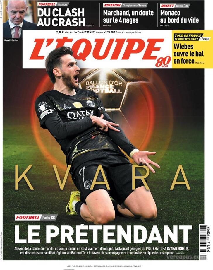 Capa L'�quipe - 2026-08-02