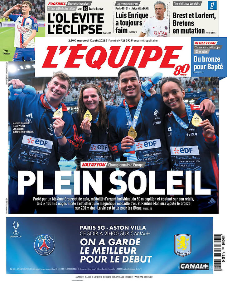 Capa L'�quipe - 2026-08-12