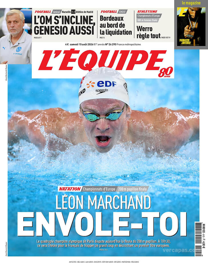 Capa L'�quipe - 2026-08-15