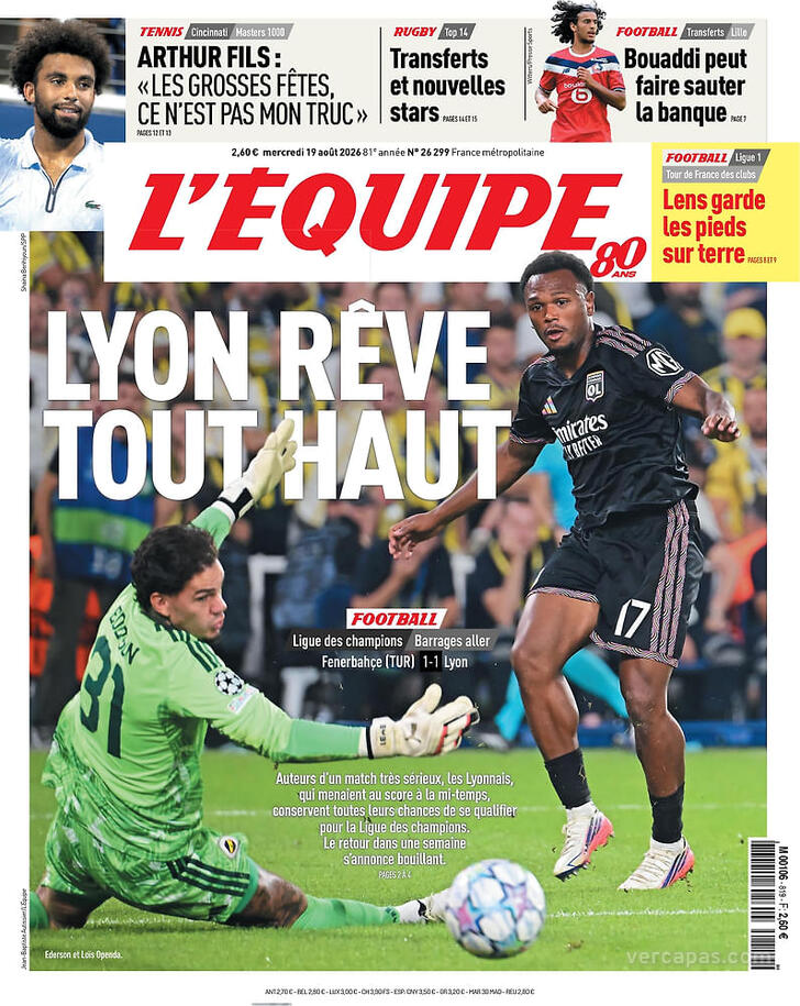 Capa L'�quipe - 2026-08-19