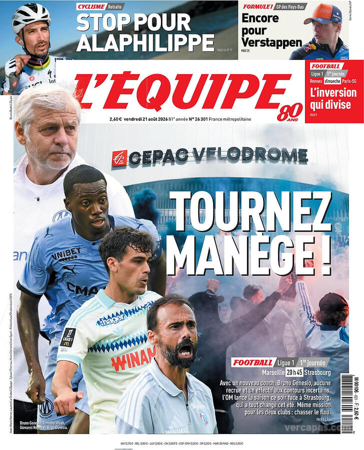 Capa L'�quipe - 2026-08-21