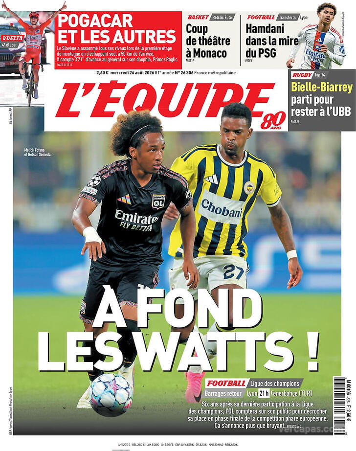 Capa L'�quipe - 2026-08-26