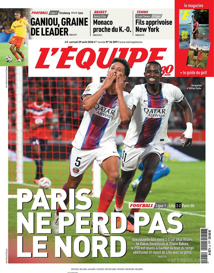 Capa L'�quipe - 2026-08-29