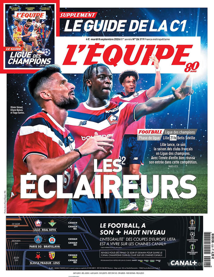 Capa L'�quipe - 2026-09-08