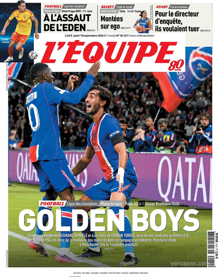 Capa L'�quipe - 2026-09-10