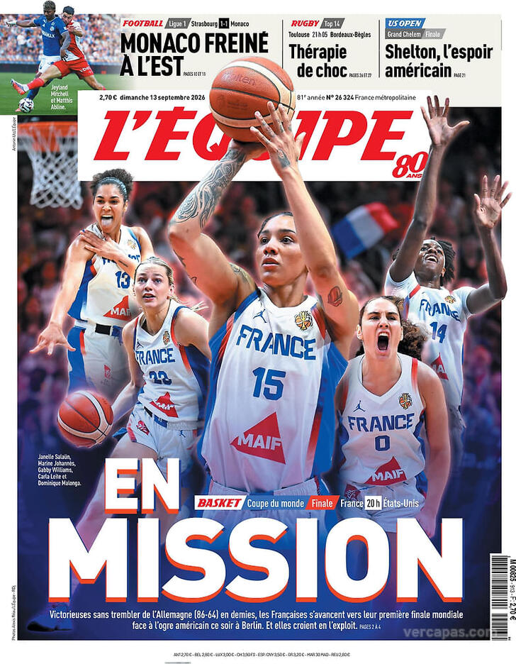 Capa L'�quipe - 2026-09-13