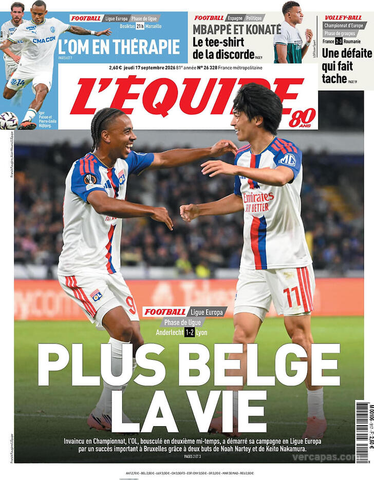Capa L'�quipe - 2026-09-17