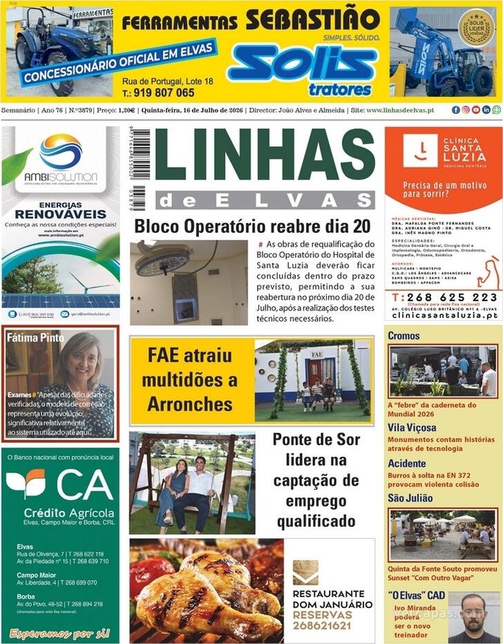 Capa Linhas de Elvas - 2026-07-16
