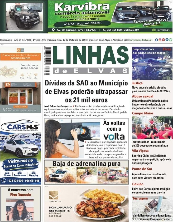 Capa Linhas de Elvas - 2026-10-22