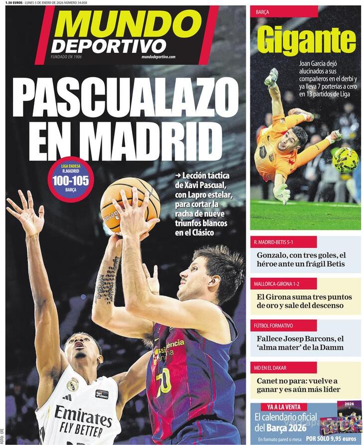 Capa Mundo Deportivo - 2026-01-05