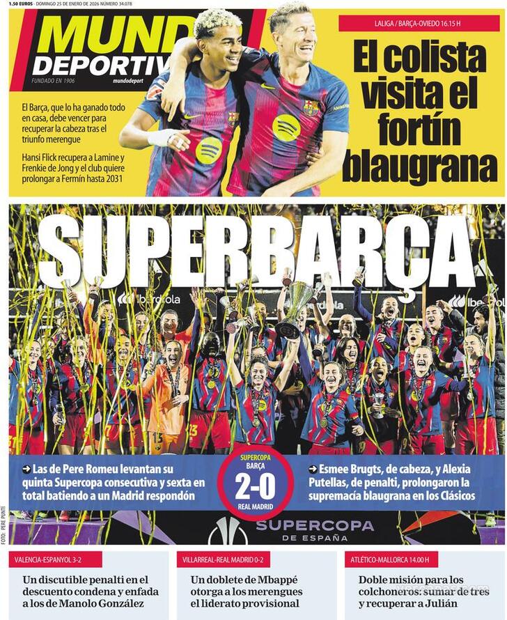 Capa Mundo Deportivo - 2026-01-25