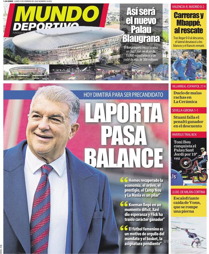 Capa Mundo Deportivo - 2026-02-09