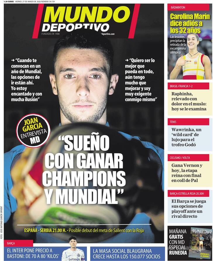 Capa Mundo Deportivo - 2026-03-27