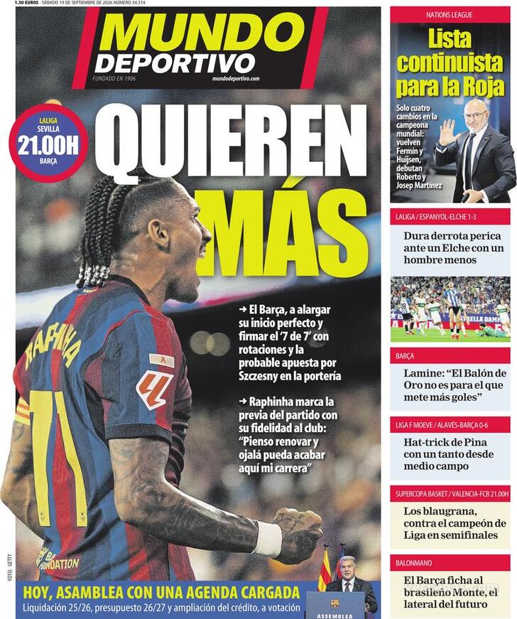 Capa Mundo Deportivo - 2026-09-19