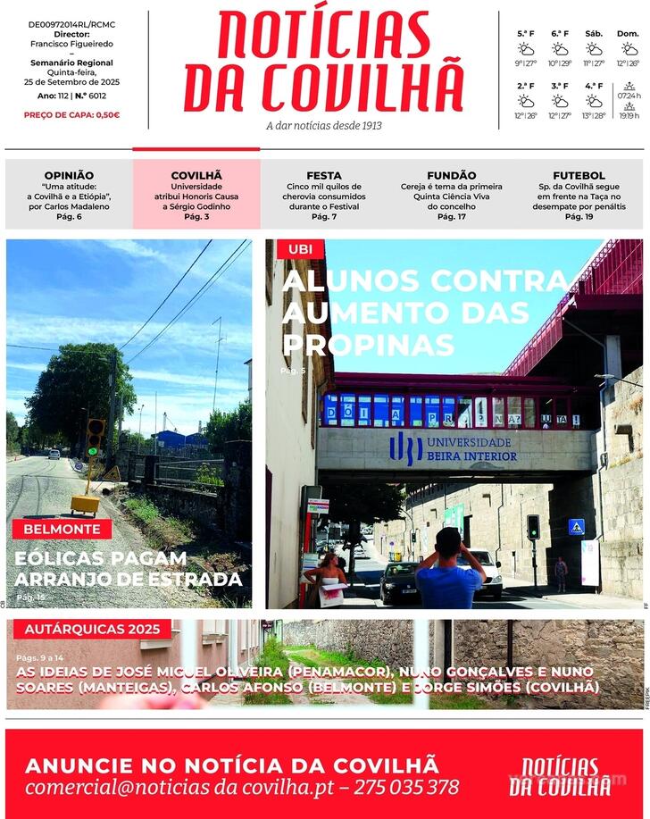 Capa Notcias da Covilh - 2025-09-24