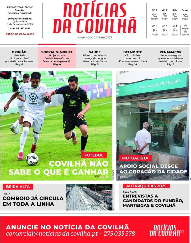 Capa Notcias da Covilh - 2025-10-01