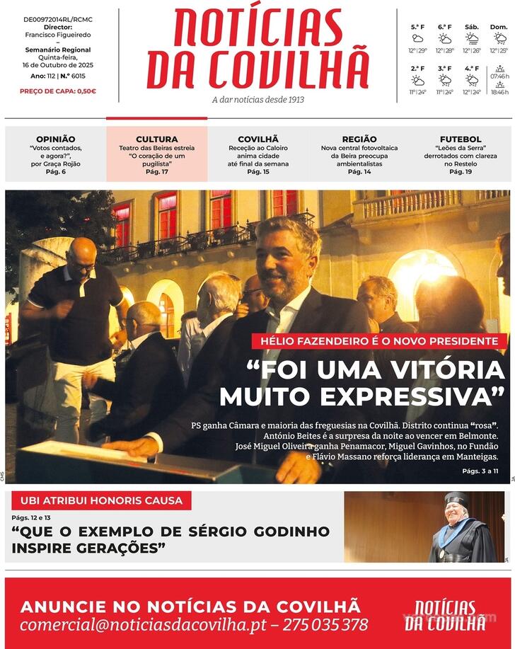 Capa Notcias da Covilh - 2025-10-16