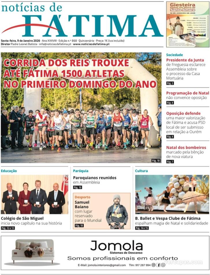 Capa Not�cias de F�tima - 2026-01-09