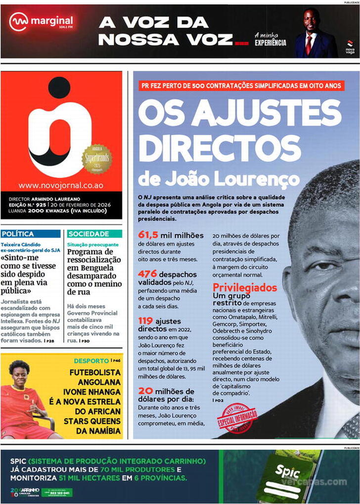Capa Novo Jornal - 2026-02-20