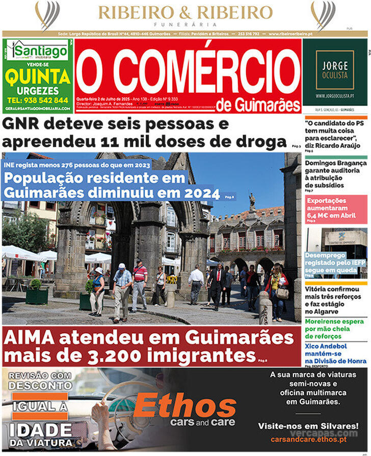 Capa O Comrcio de Guimares - 2025-07-02