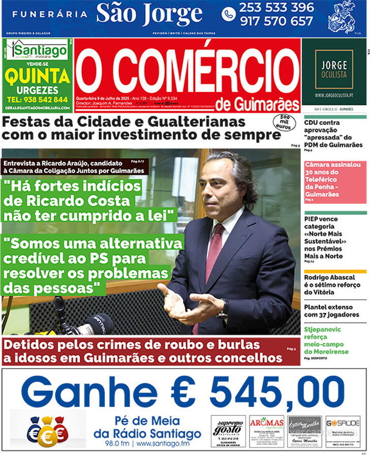 Capa O Comrcio de Guimares - 2025-07-09
