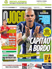 Capa - Jornal O Jogo - capa de hoje