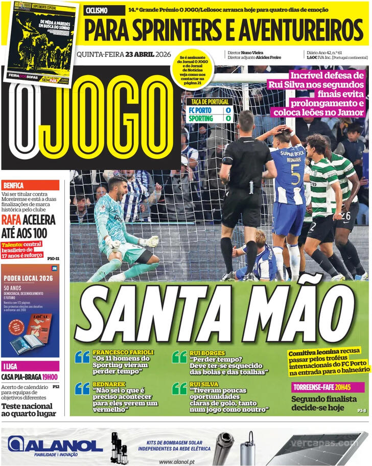 Capas dos jornais desportivos de 23 de Abril de 2026 4 Capa - O Jogo