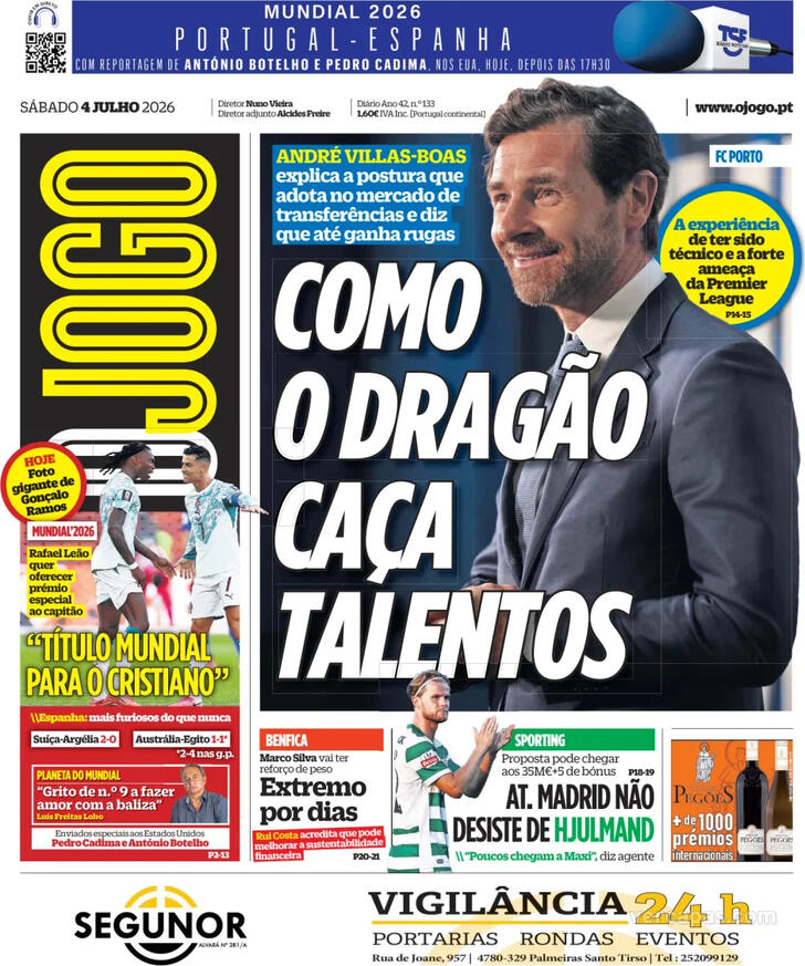 Capas dos jornais desportivos de 4 de Julho de 2026 4 Capa - O Jogo