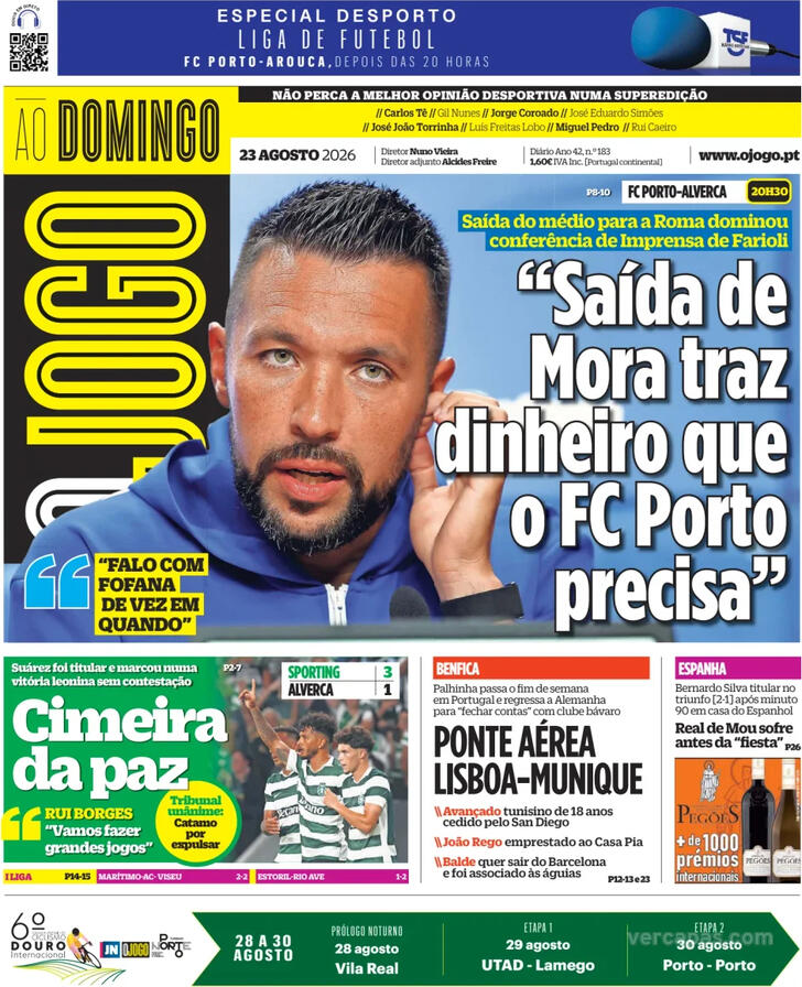 Capas dos jornais desportivos de 23 de Agosto de 2026 4 Capa - O Jogo