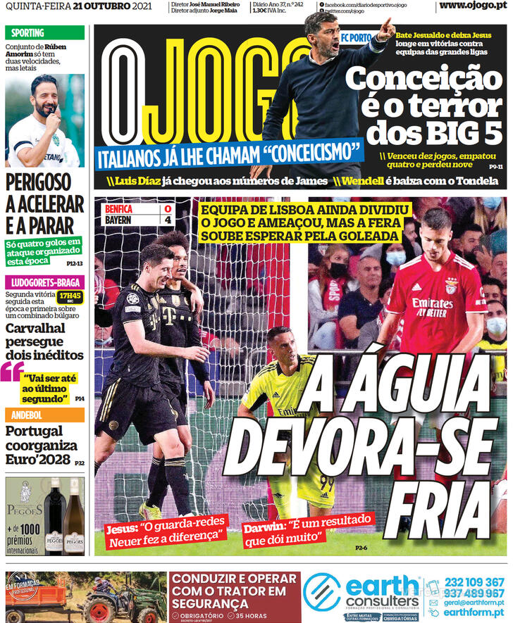 Capa - Jornal O Jogo - capa de hoje