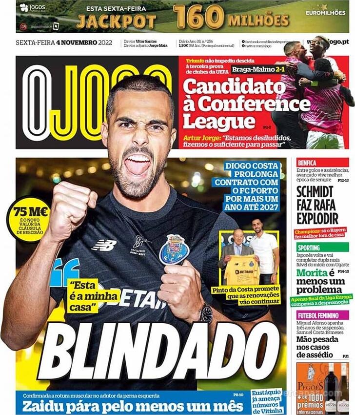 Capa Jornal O Jogo - 11 outubro 2022 