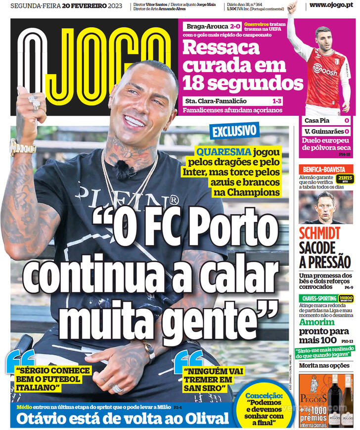 Fora-de-jogo: Capas: Os jogos de Benfica e Sporting com Schmidt e Amorim em  destaque. Ainda o momento do FC Porto com a mira apontada à champions