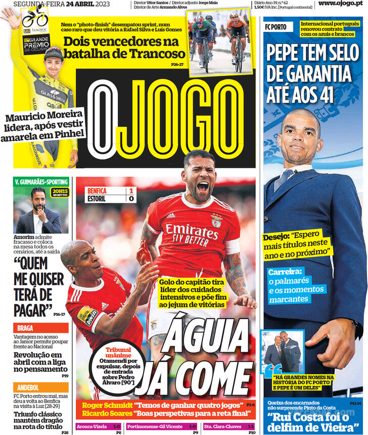 Fora De Jogo Capas A Vitória Do Benfica Em Grande Destaque Ainda A Renovação De Pepe E O Jogo 8092