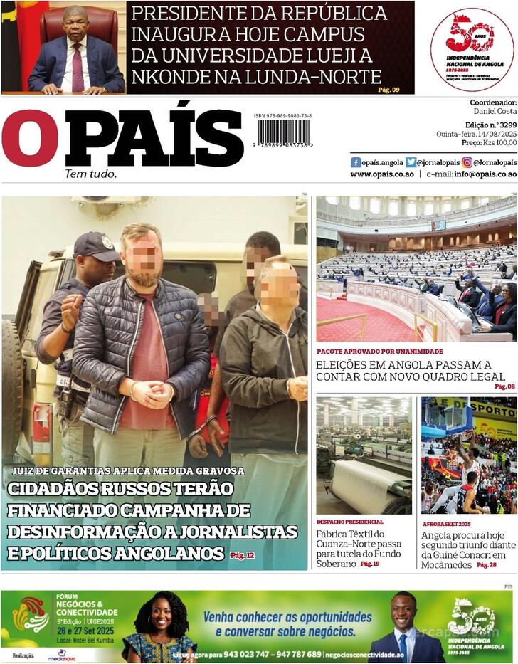 Capa O Pas (Angola) - 2025-08-14