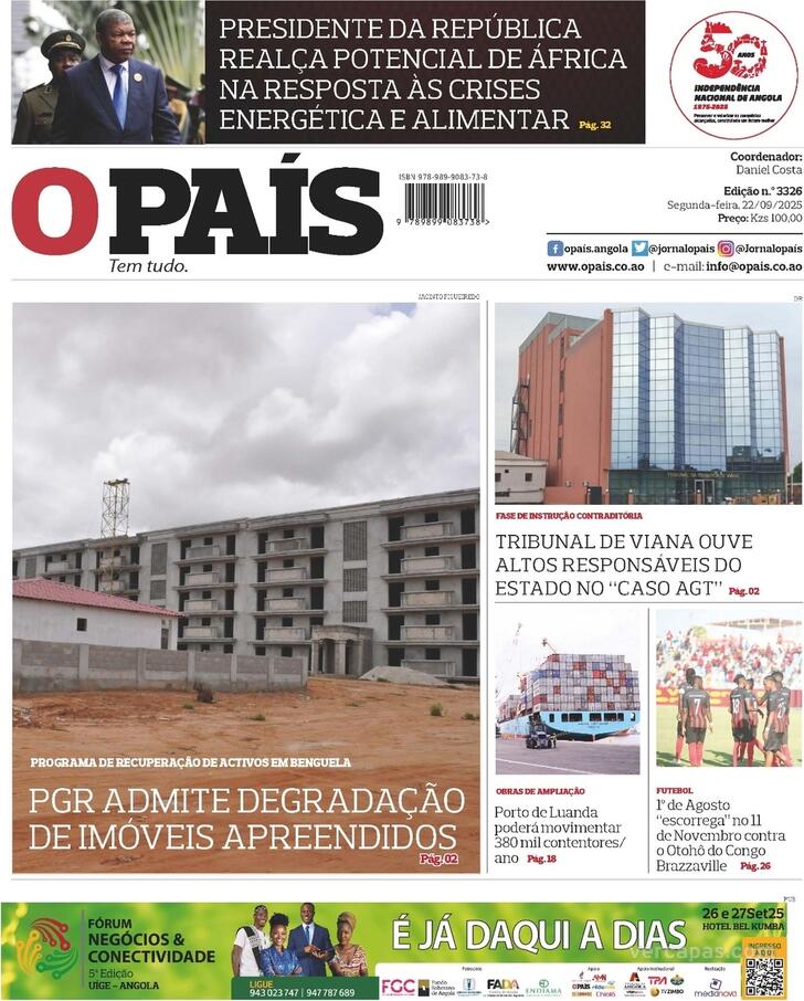 Capa O Pas (Angola) - 2025-09-22