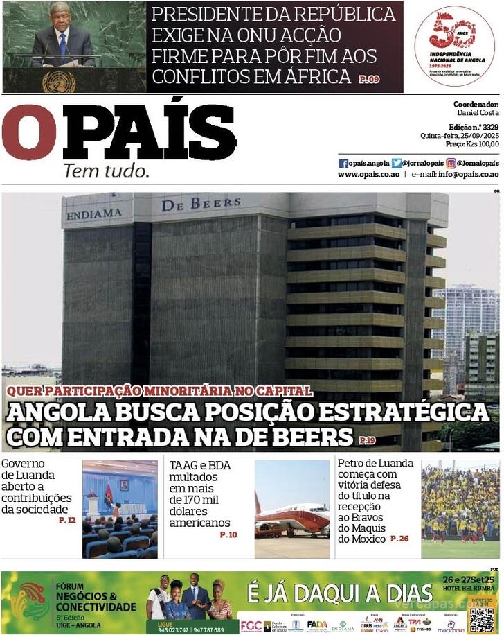 Capa O Pas (Angola) - 2025-09-25
