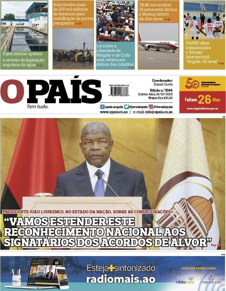 Capa O Pas (Angola) - 2025-10-16