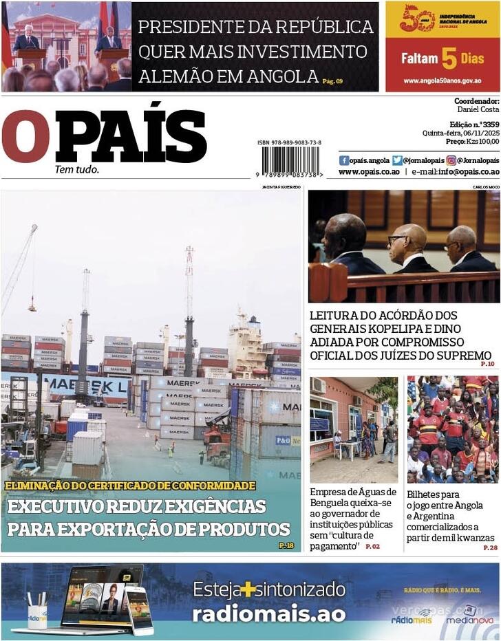 Capa O Pas (Angola) - 2025-11-06