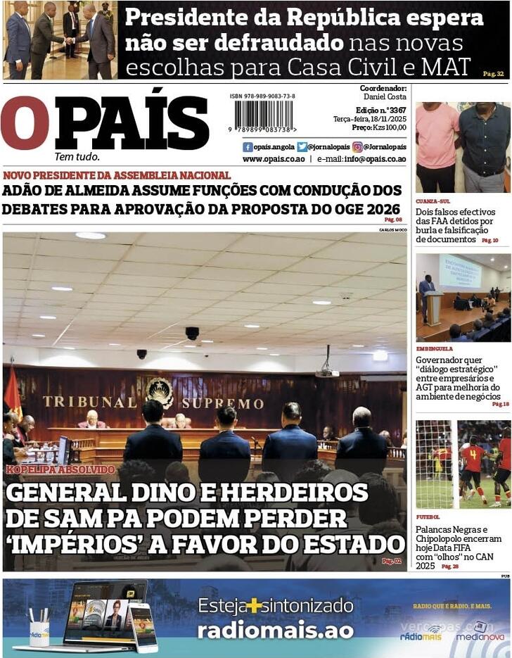 Capa O Pas (Angola) - 2025-11-18