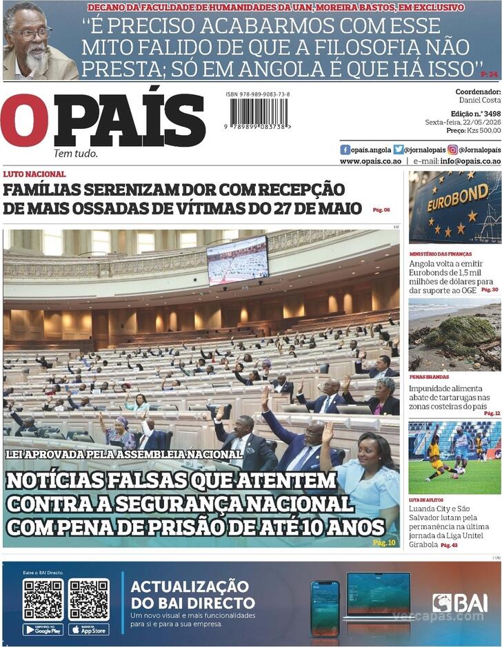 Capa O Pa�s (Angola) - 2026-05-22