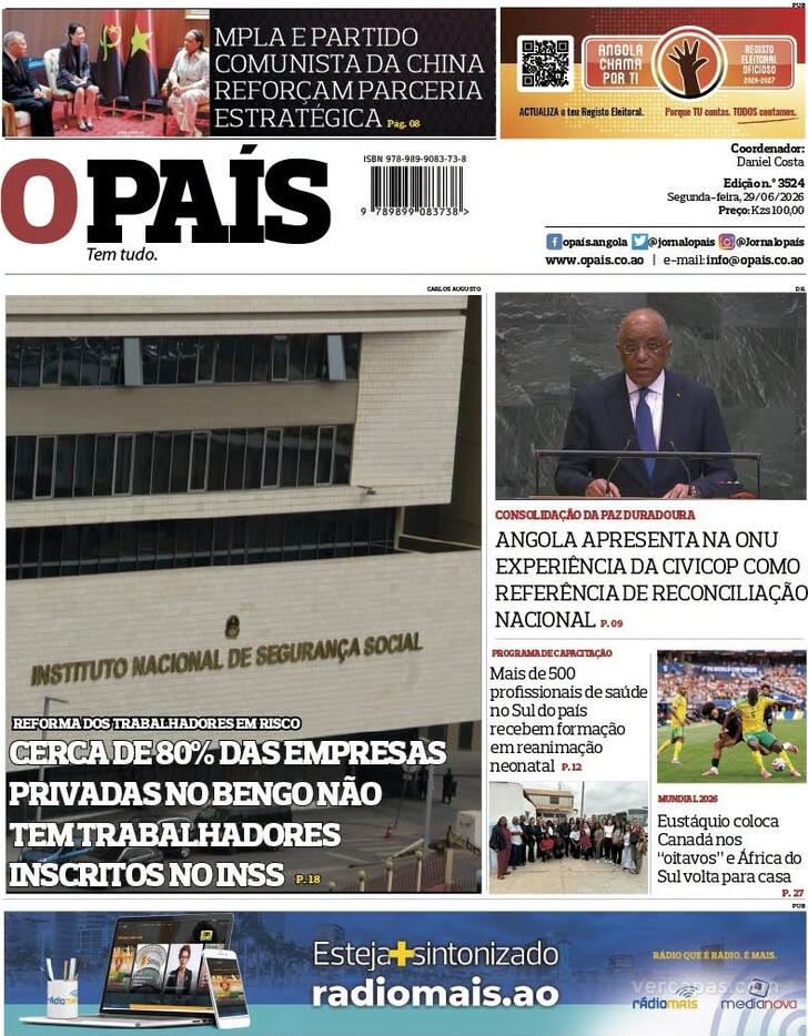 Capa O Pa�s (Angola) - 2026-06-29