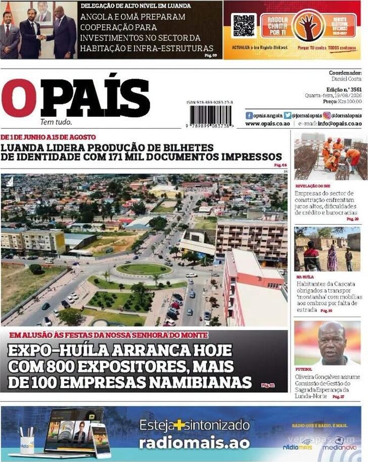 Capa O Pa�s (Angola) - 2026-08-19
