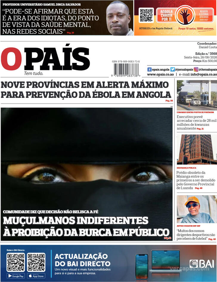 Capa O Pa�s (Angola) - 2026-08-28