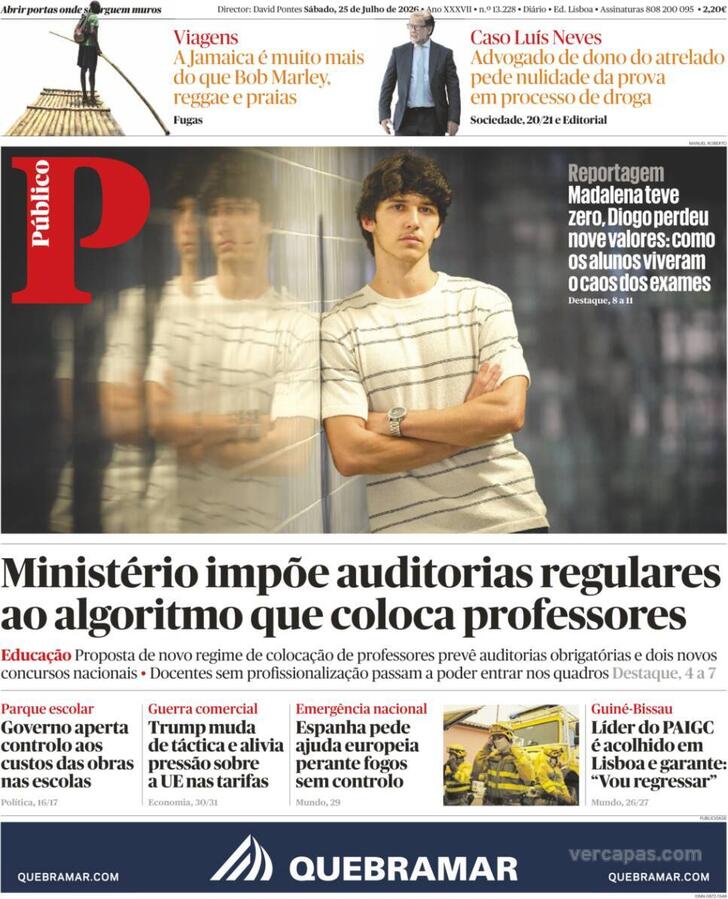 Capa do jornal Público