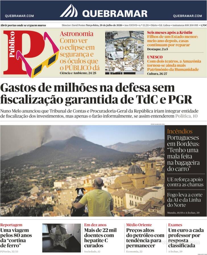 Capa do jornal Público