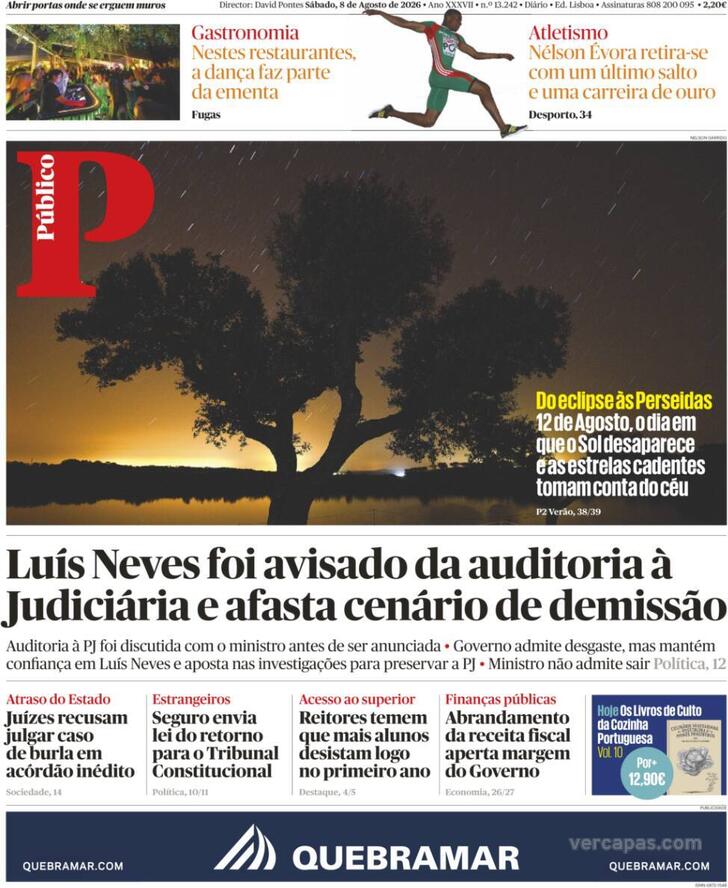 Capa do jornal Público