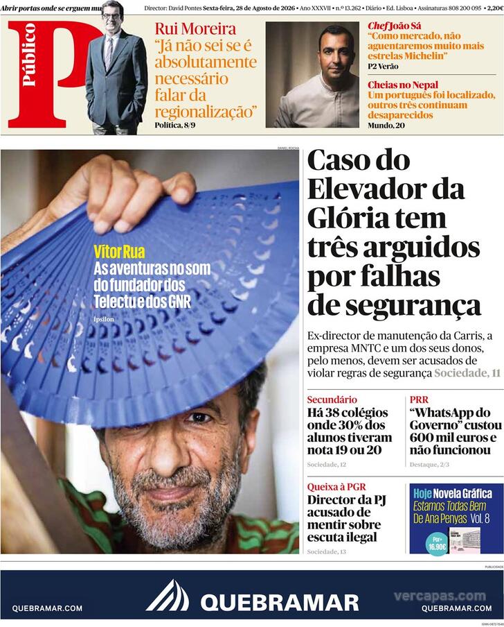 Capa do jornal Público