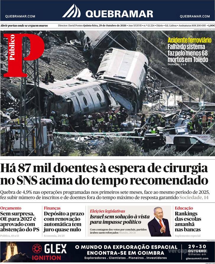Capa do jornal Público