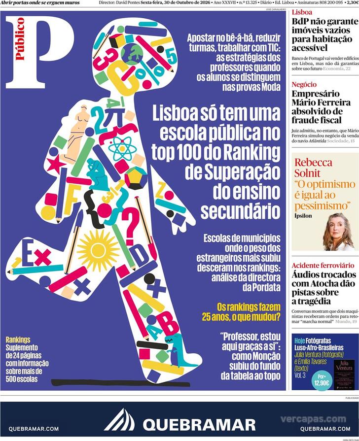 Capa do jornal Público