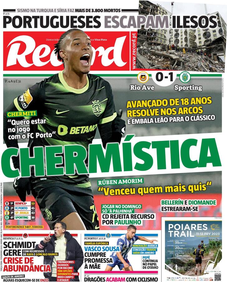 Capa Jornal O Jogo - 25 fevereiro 2023 